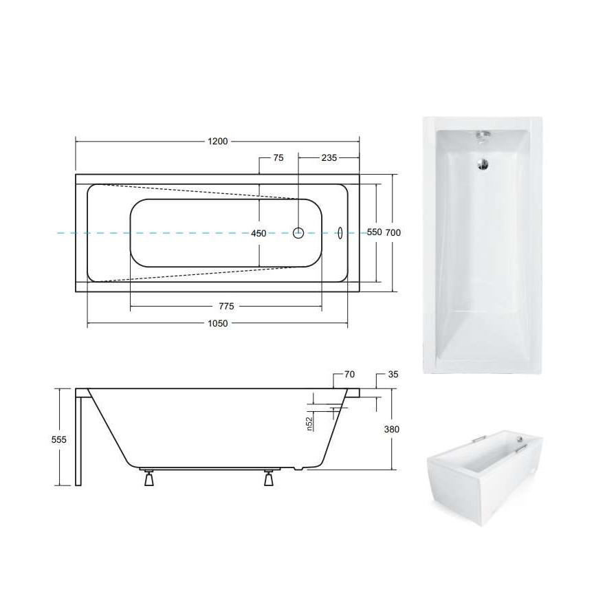 Wanna prostokątna MODERNA