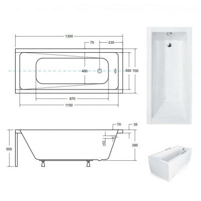 Wanna prostokątna MODERNA