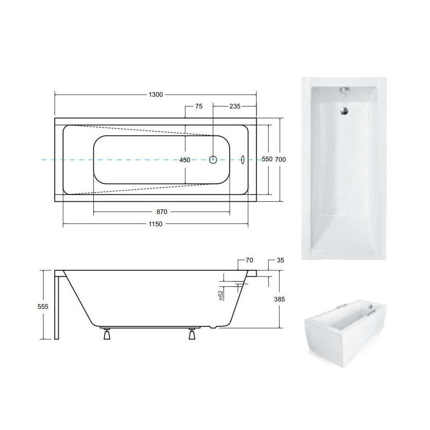 Wanna prostokątna MODERNA