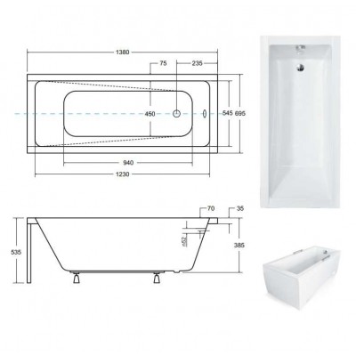 Wanna prostokątna MODERNA