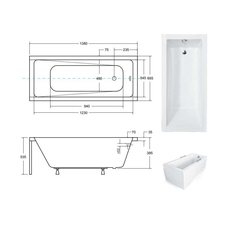 Wanna prostokątna MODERNA