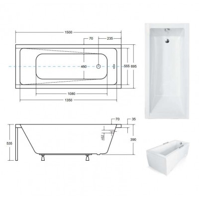 Wanna prostokątna MODERNA