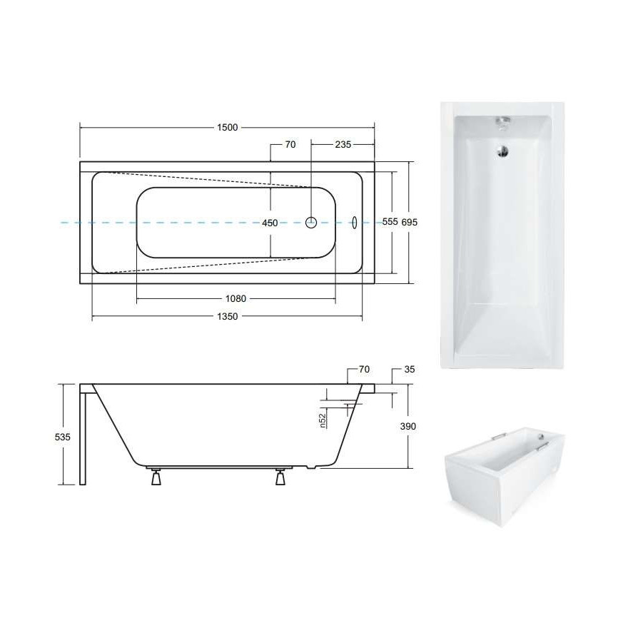 Wanna prostokątna MODERNA