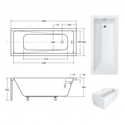 Wanna prostokątna MODERNA