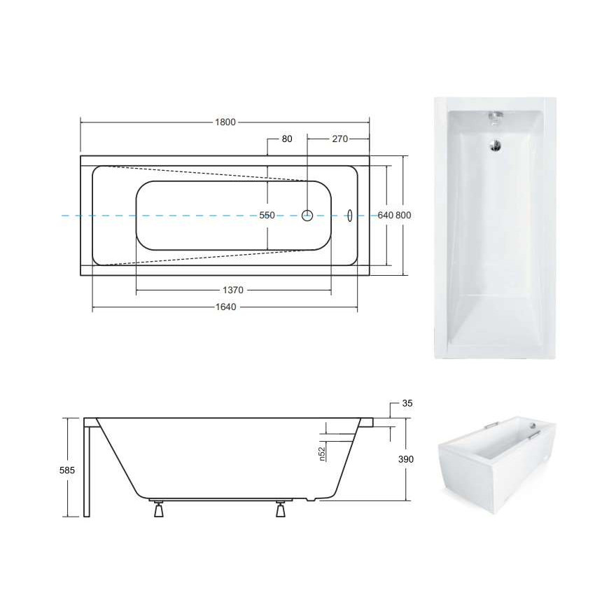 Wanna prostokątna MODERNA