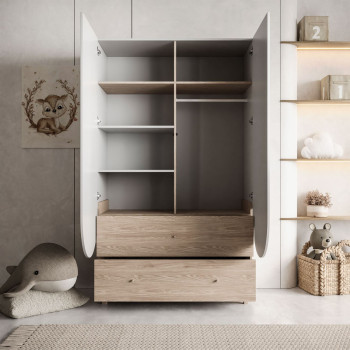 Szafa dziecięca dwudrzwiowa BLOOM 2D2S z dwiema szufladami