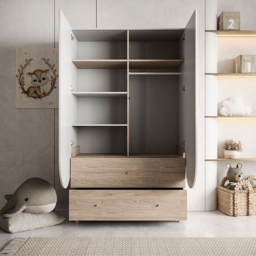 Szafa dziecięca dwudrzwiowa BLOOM 2D2S z dwiema szufladami