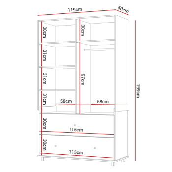 Szafa dziecięca dwudrzwiowa BLOOM 2D2S z dwiema szufladami