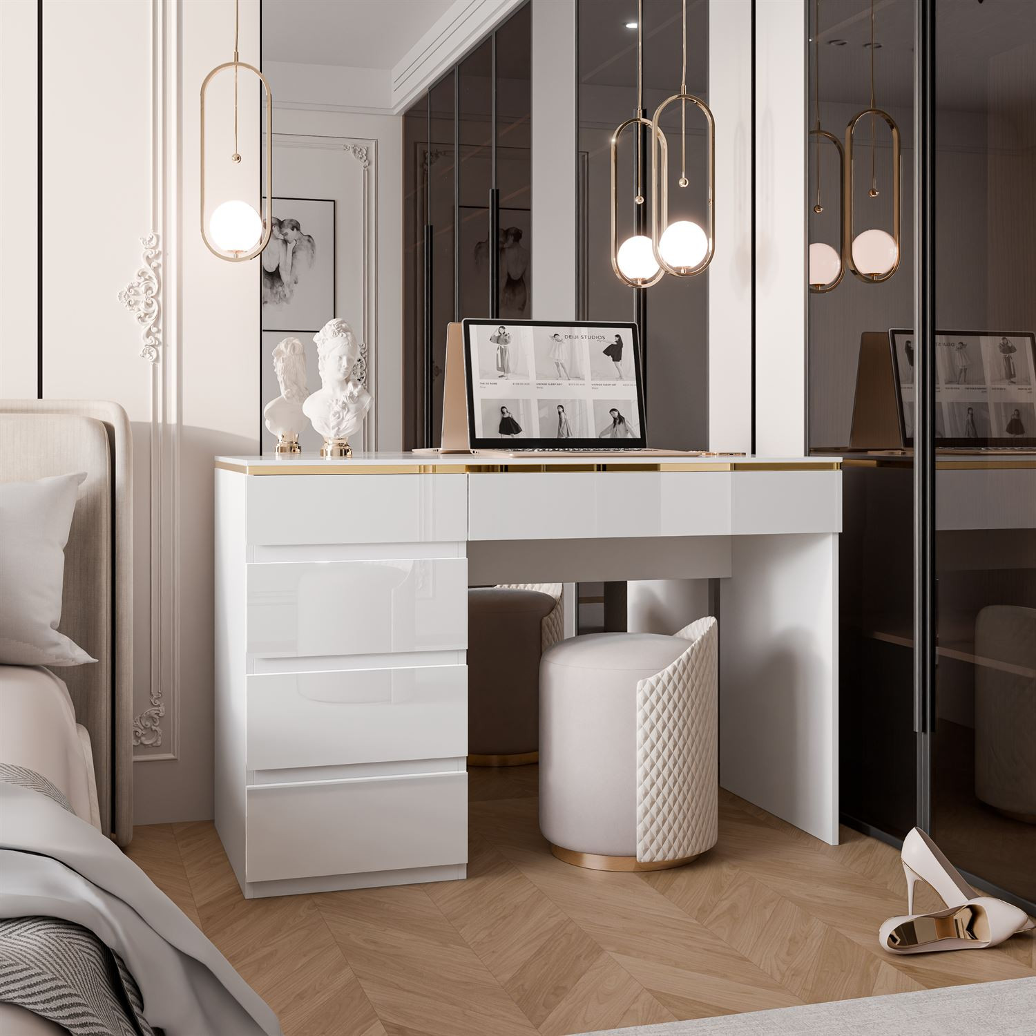 Biurko AURORA GOLD z szufladami