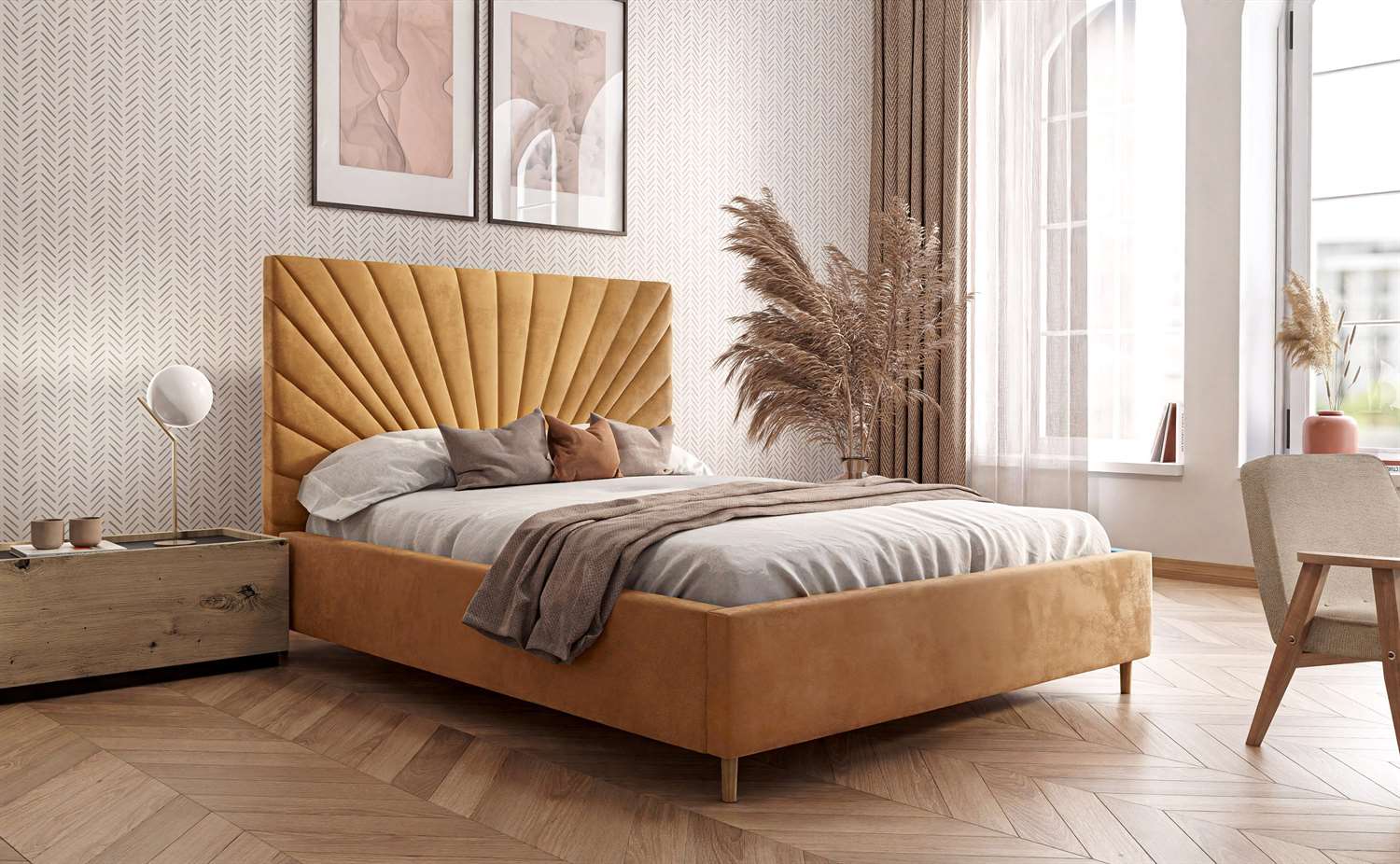 Łóżko tapicerowane SUNNY z pojemnikiem Magic Velvet 2215