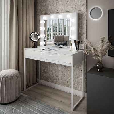 Toaletka kosmetyczna BLANCO LOFT z lustrem i oświetleniem Toaletka kosmetyczna BLANCO LOFT z lustrem i oświetleniem