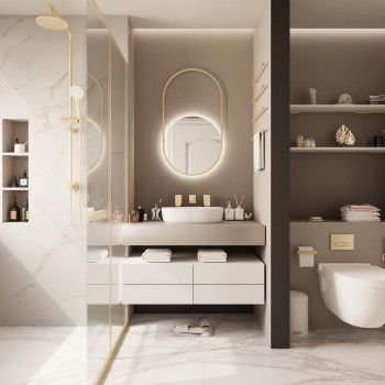 Okrągłe lustro wiszące LUMINA z oświetleniem LED