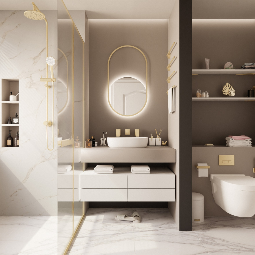 Okrągłe lustro wiszące LUMINA z oświetleniem LED