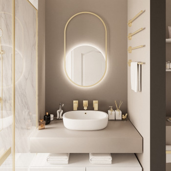 Okrągłe lustro wiszące LUMINA z oświetleniem LED