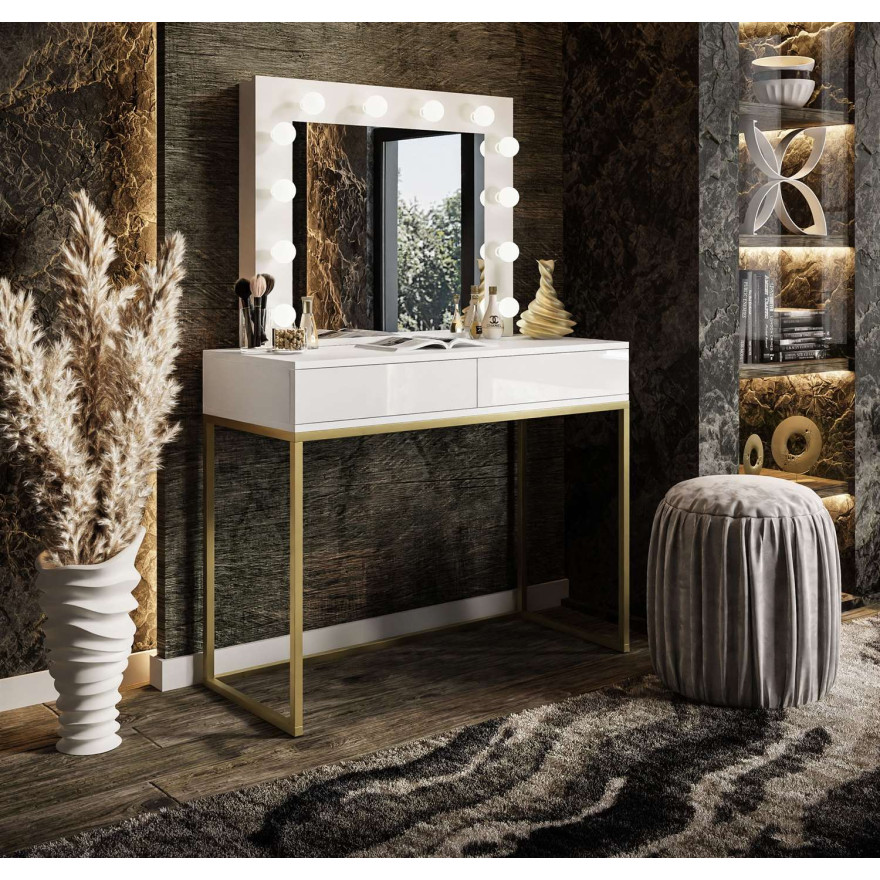 Toaletka kosmetyczna BLANCO GOLD z lustrem i oświetleniem