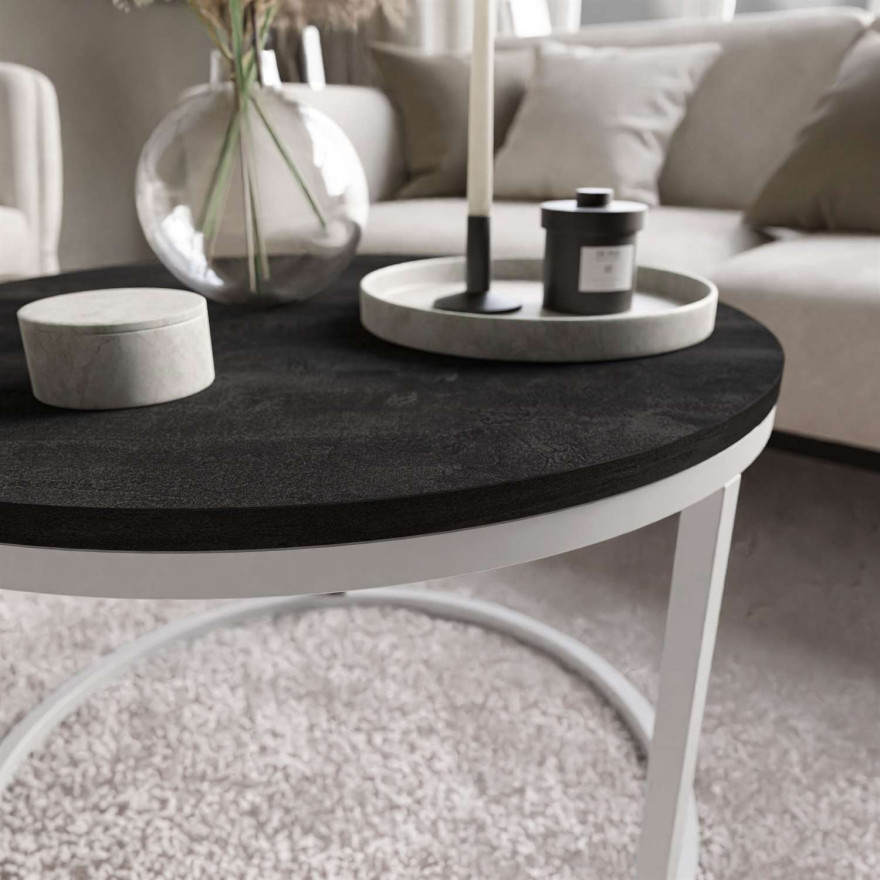 Okrągły stolik kawowy CIRI II ciemny beton