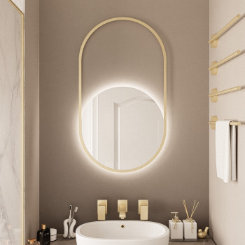 Okrągłe lustro wiszące LUMINA z oświetleniem LED