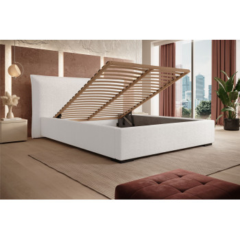 Łóżko tapicerowane LEIRA z pojemnikiem na pościel