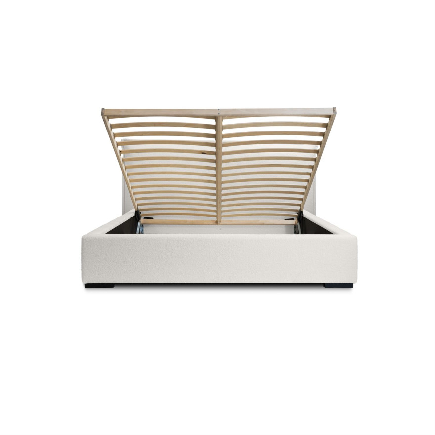 Łóżko tapicerowane LEIRA z pojemnikiem na pościel