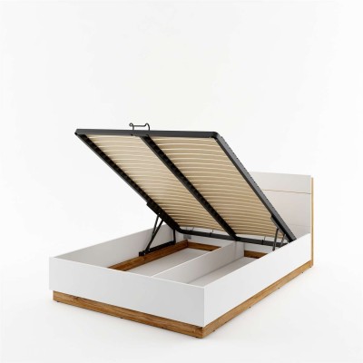 Łóżko z pojemnikiem i oświetleniem DENTRO DT-02 biały dąb stirling