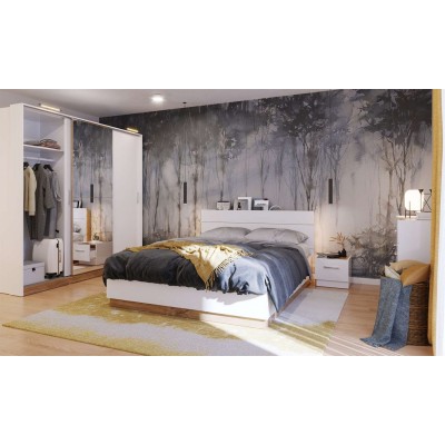 Łóżko z pojemnikiem i oświetleniem DENTRO DT-02 biały dąb stirling