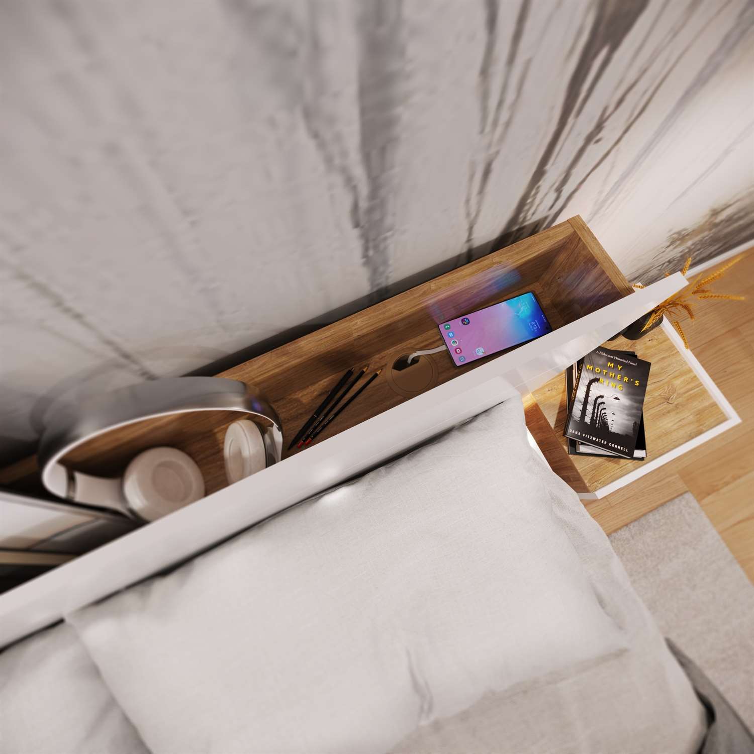 Łóżko z pojemnikiem i oświetleniem DENTRO DT-02 biały dąb stirling