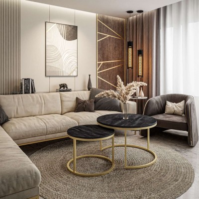 Okrągły stolik kawowy 2w1 CIRI SLIM ciemny beton