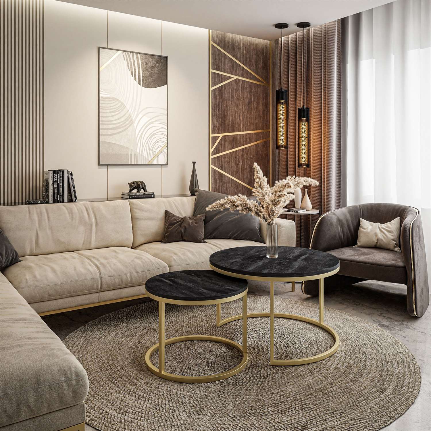 Okrągły stolik kawowy 2w1 CIRI SLIM ciemny beton