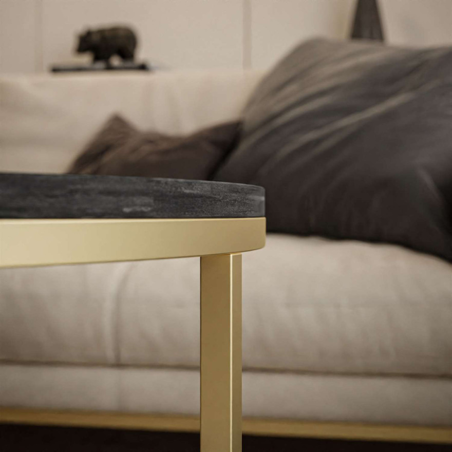 Okrągły stolik kawowy 2w1 CIRI SLIM ciemny beton