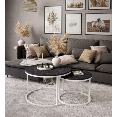 Okrągły stolik kawowy 2w1 CIRI SLIM ciemny beton Okrągły stolik kawowy 2w1 CIRI SLIM ciemny beton