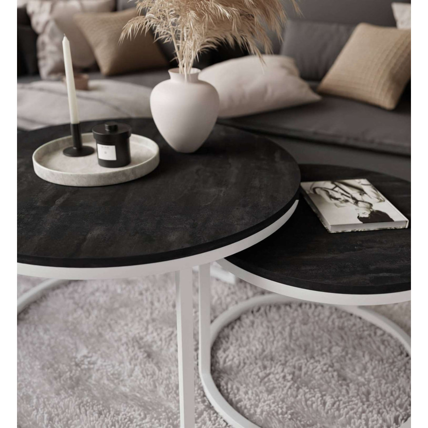 Okrągły stolik kawowy 2w1 CIRI SLIM ciemny beton Okrągły stolik kawowy 2w1 CIRI SLIM ciemny beton