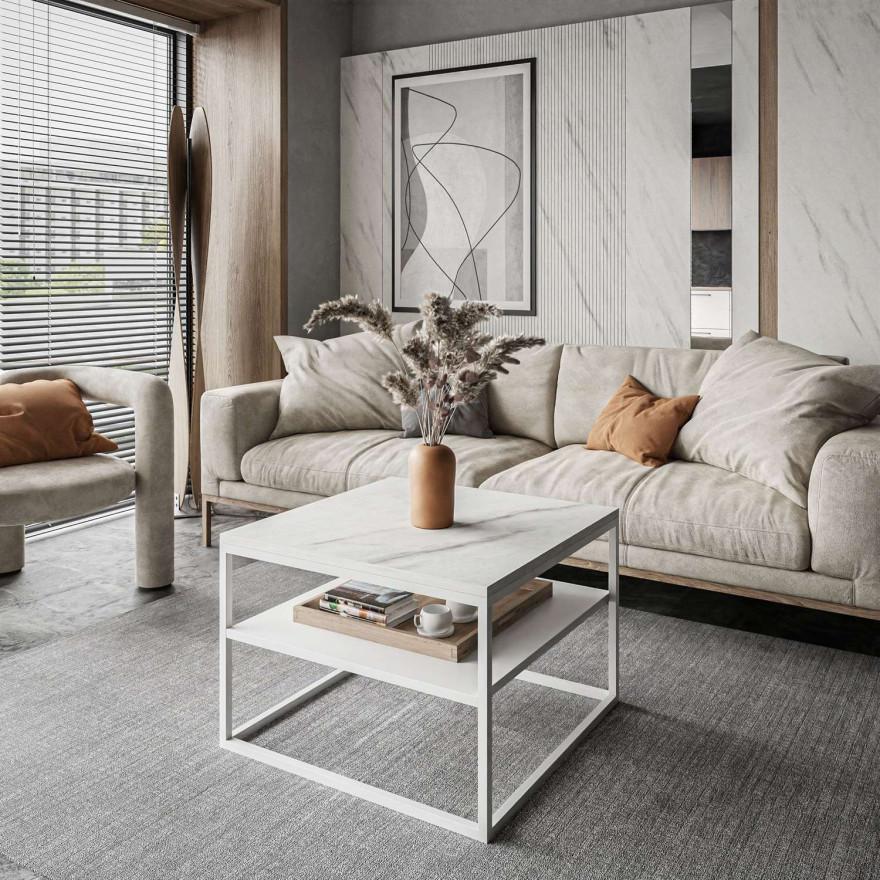 Ława NOVA z półką marmur levanto