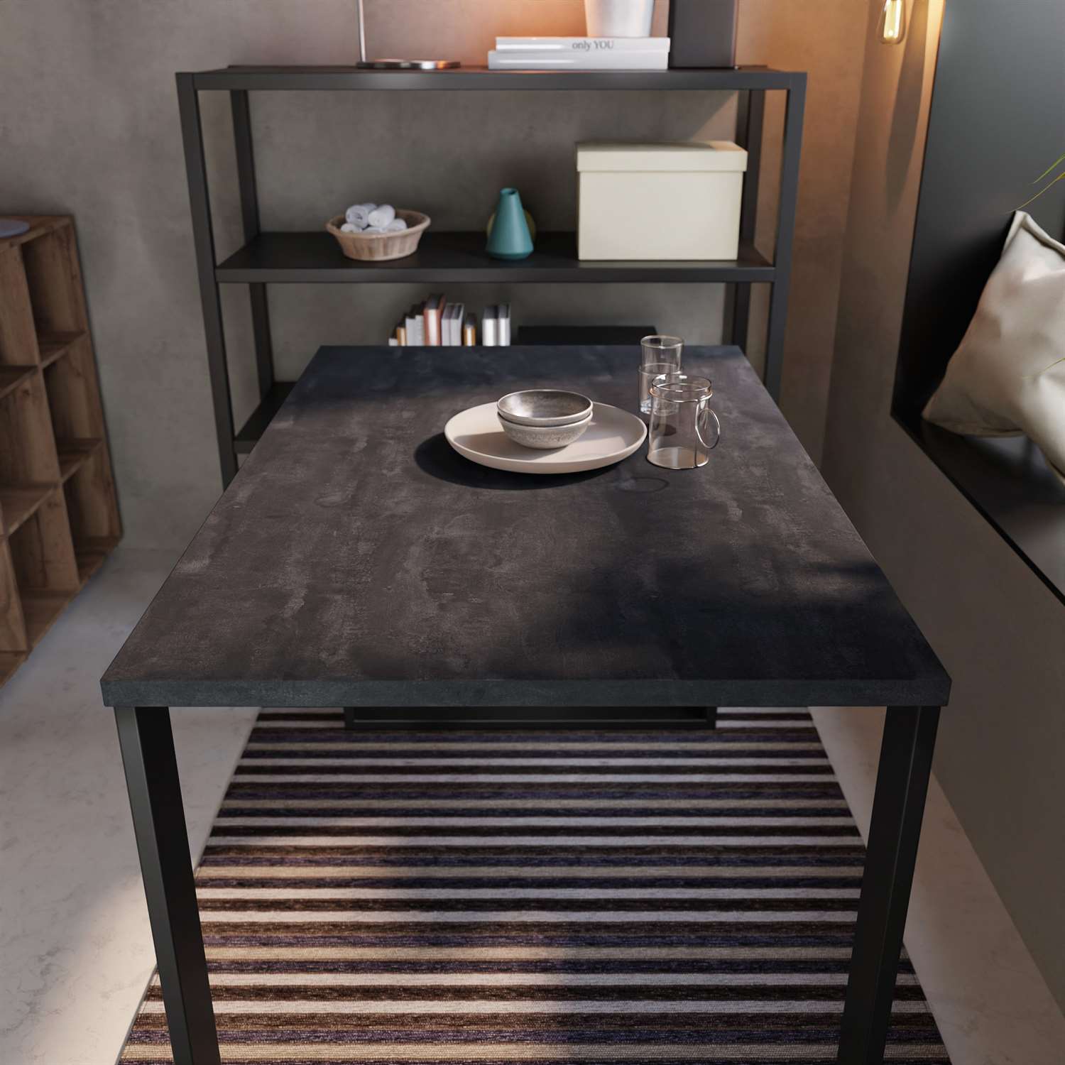 Stół nierozkładany ART SLIM 110 cm ciemny beton
