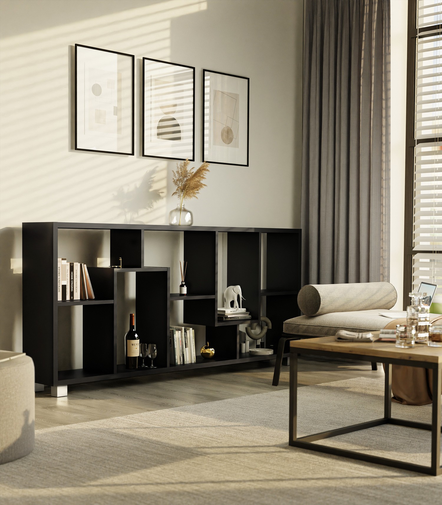 Regał stojący ZICK ZACK czarny mat