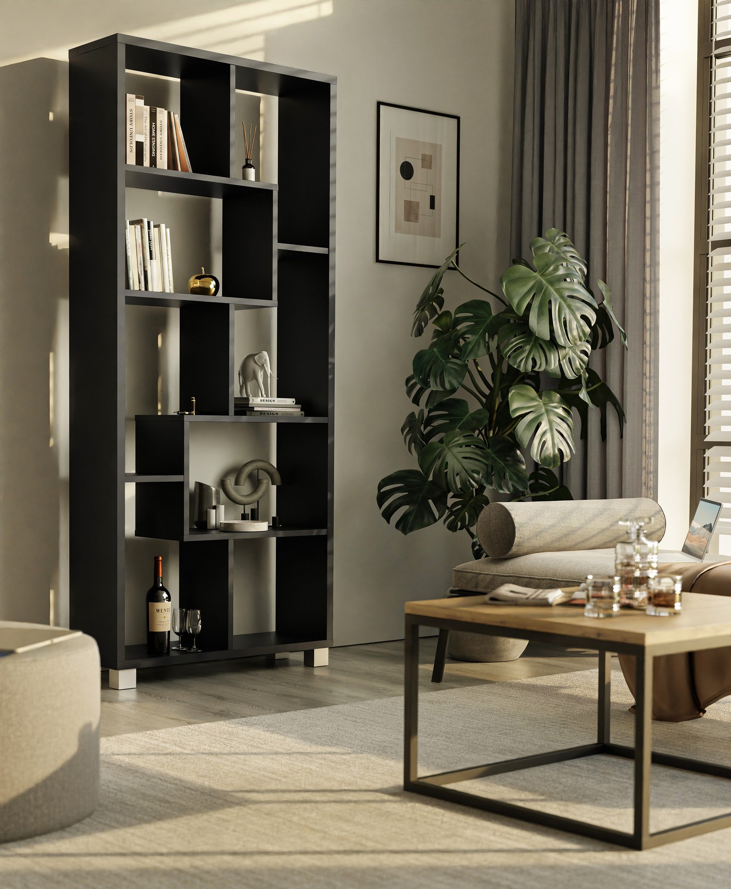 Regał stojący ZICK ZACK biały czarny mat