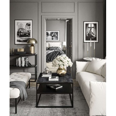 Ława NOVA z półką ciemny beton Ława NOVA z półką ciemny beton