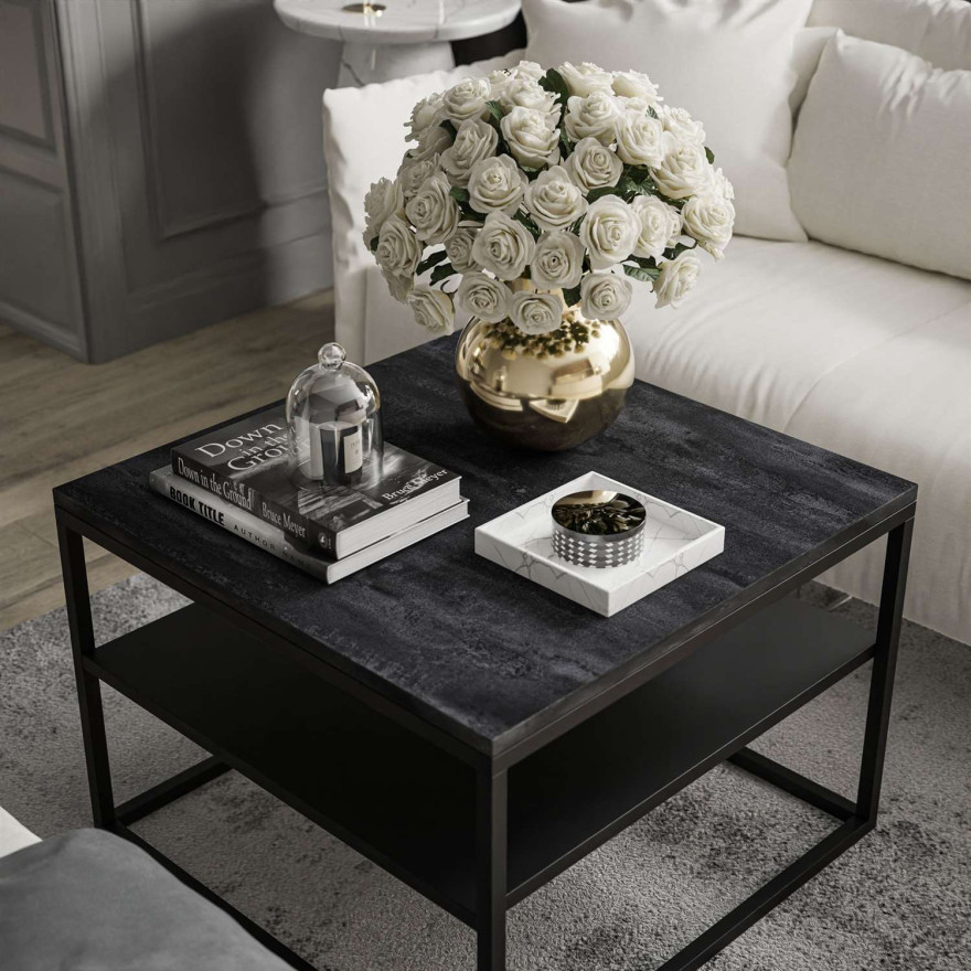 Ława NOVA z półką ciemny beton Ława NOVA z półką ciemny beton