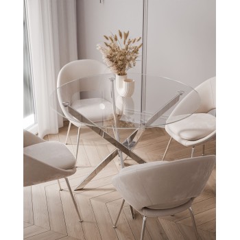 Okrągły stół BEIRA 90 cm szklany blat