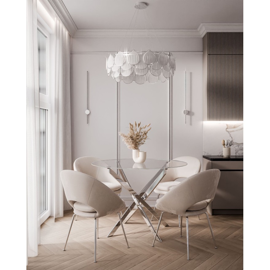 Okrągły stół BEIRA 90 cm szklany blat