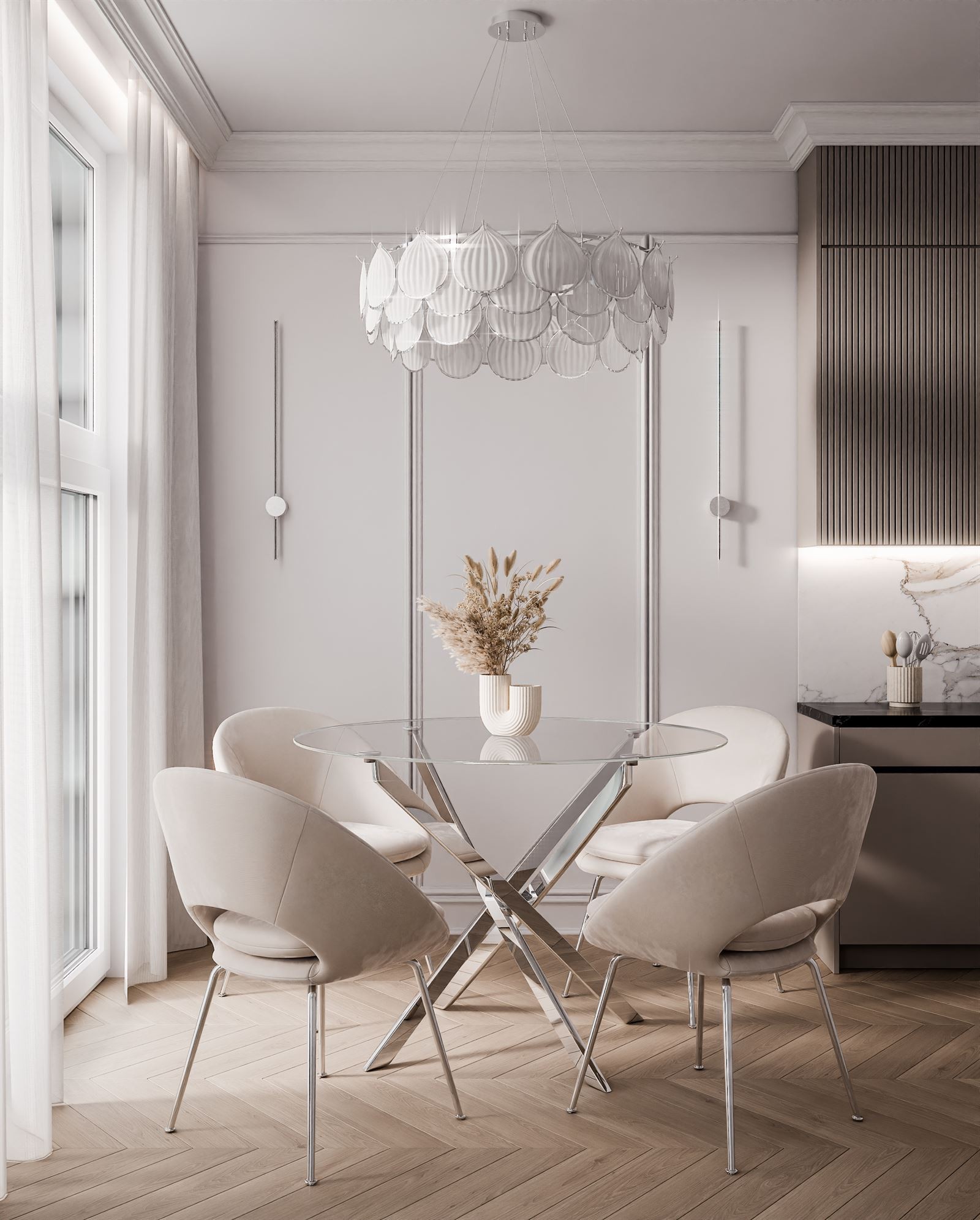 Okrągły stół BEIRA 90 cm szklany blat