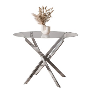 Okrągły stół BEIRA 90 cm szklany blat