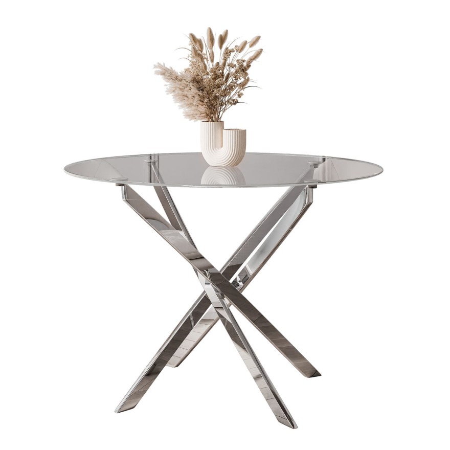 Okrągły stół BEIRA 90 cm szklany blat