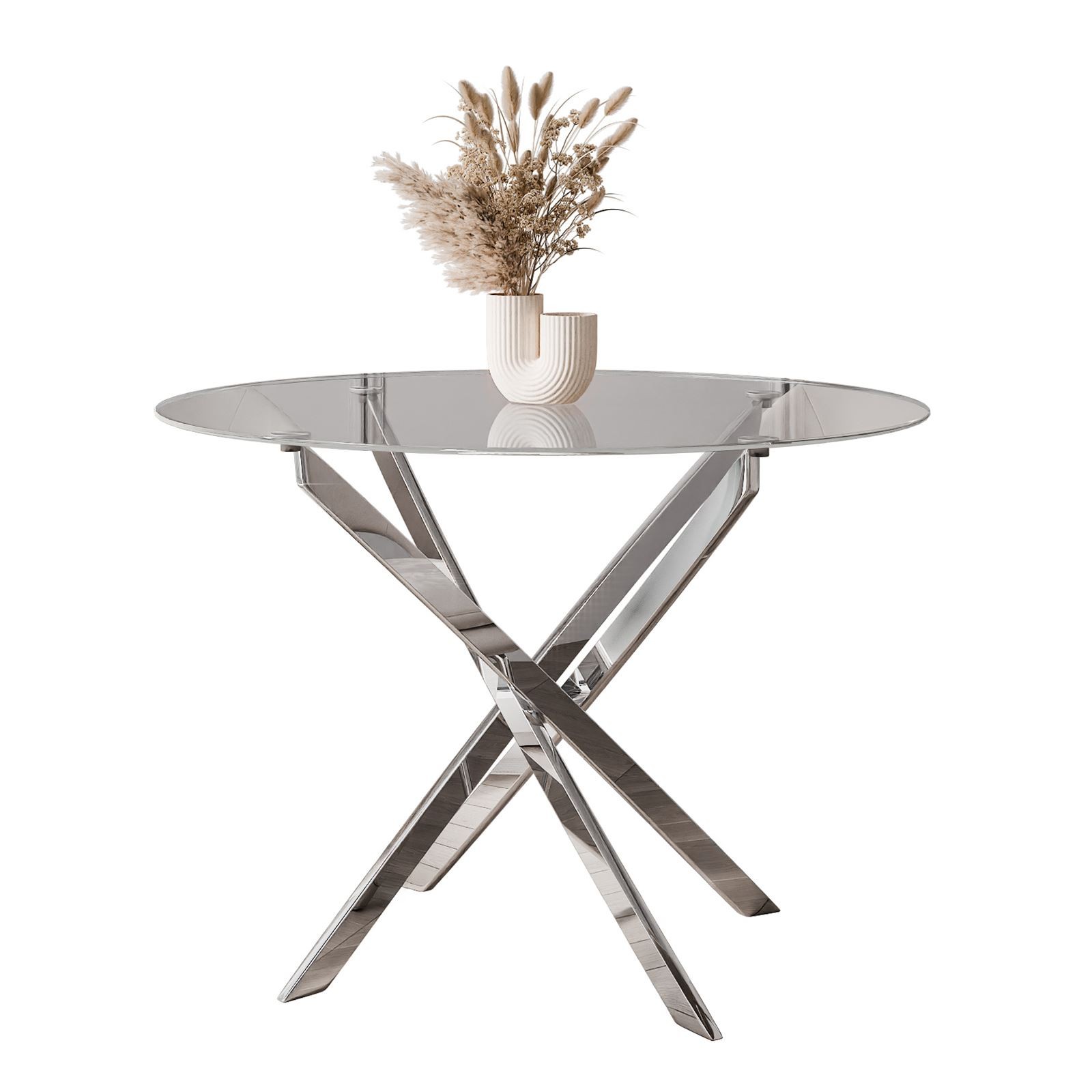 Okrągły stół BEIRA 90 cm szklany blat