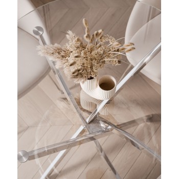 Okrągły stół BEIRA 90 cm szklany blat