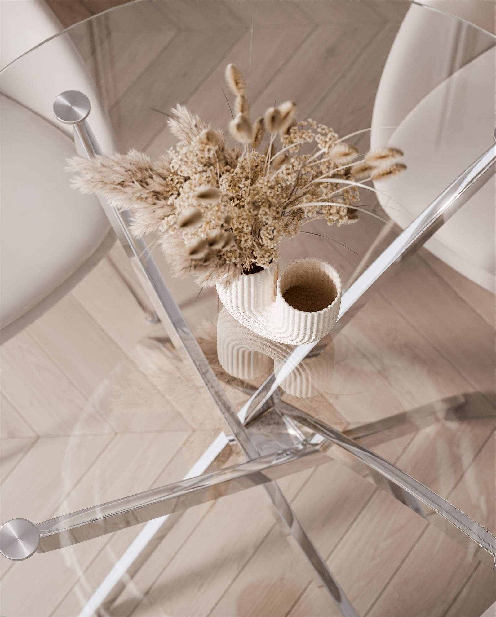 Okrągły stół BEIRA 90 cm szklany blat