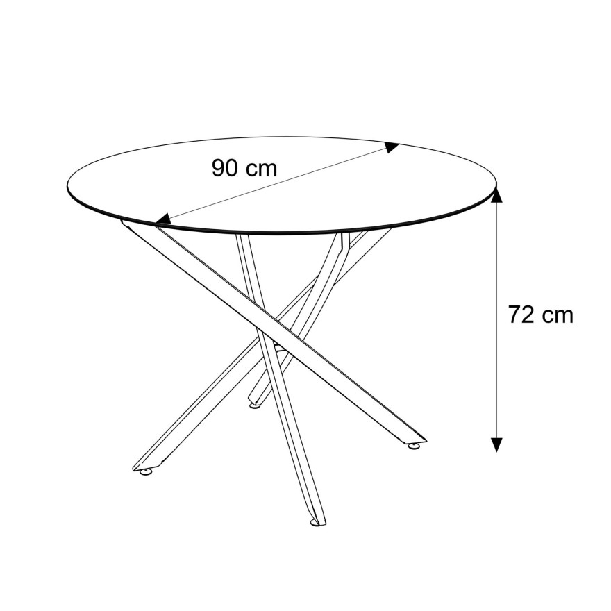 Okrągły stół BEIRA 90 cm szklany blat