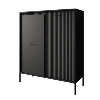 Wysoka Komoda trzydrzwiowa YASUMI 3D czarny mat
