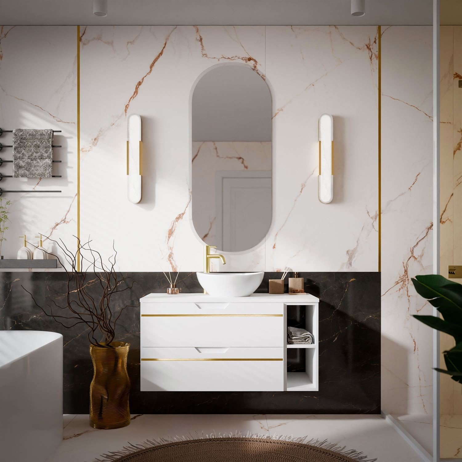 Szafka pod umywalkę OPIUM II 80 cm z regałem