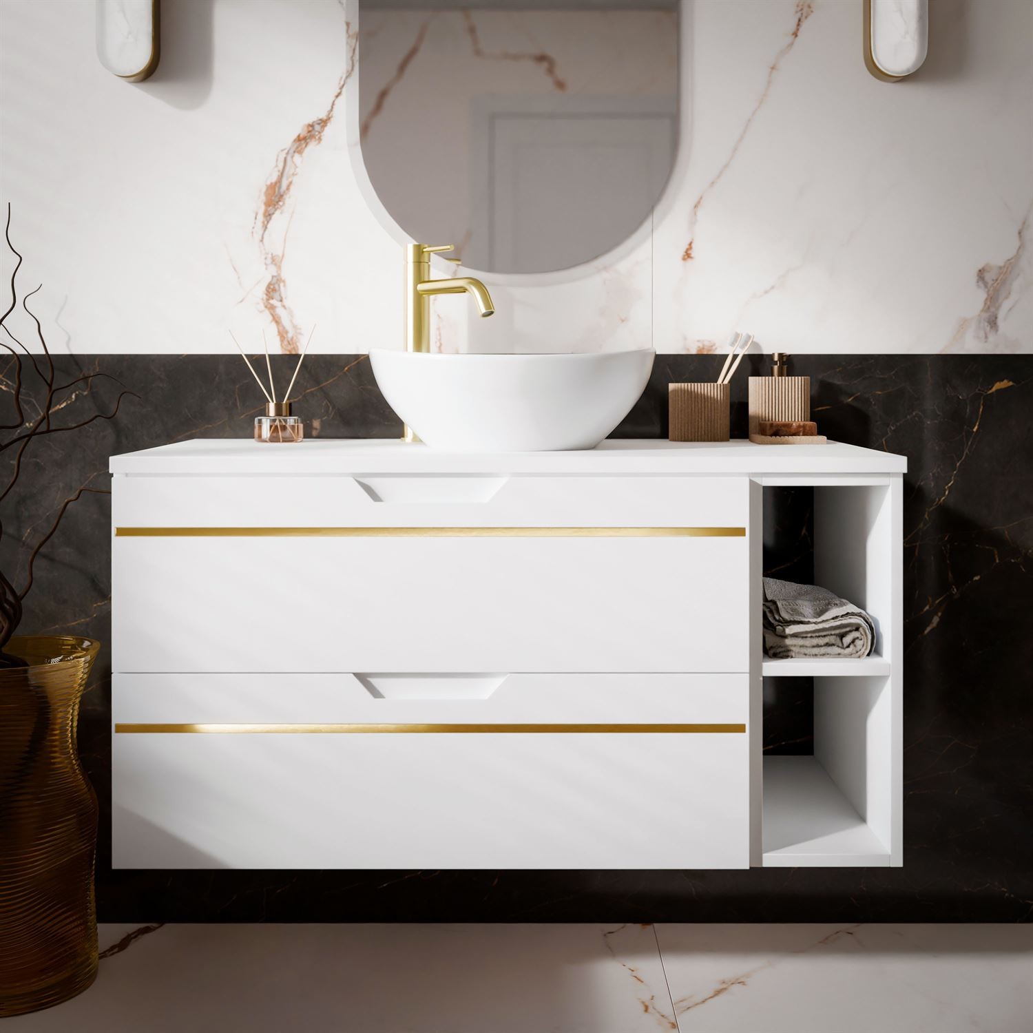 Szafka pod umywalkę OPIUM II 80 cm z regałem