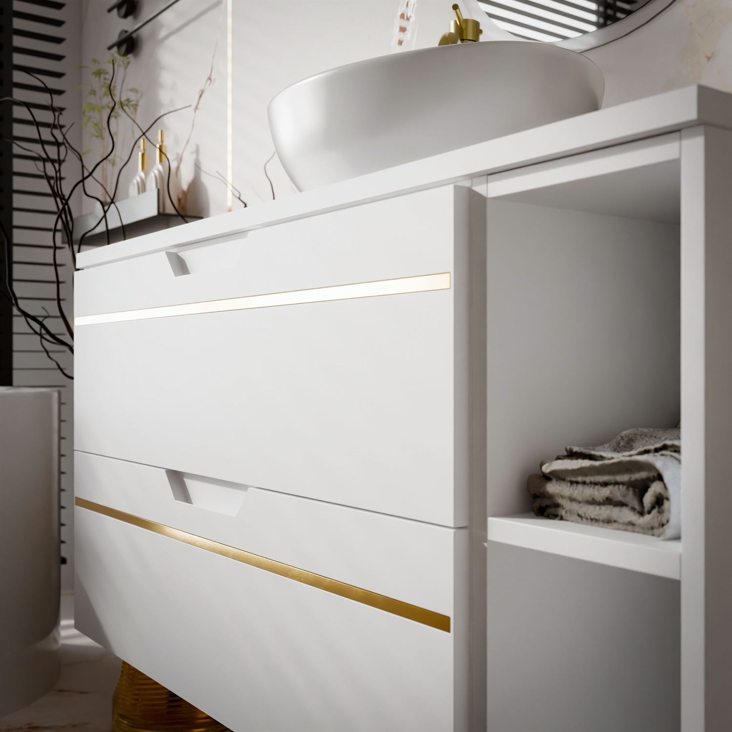 Szafka pod umywalkę OPIUM II 80 cm z regałem